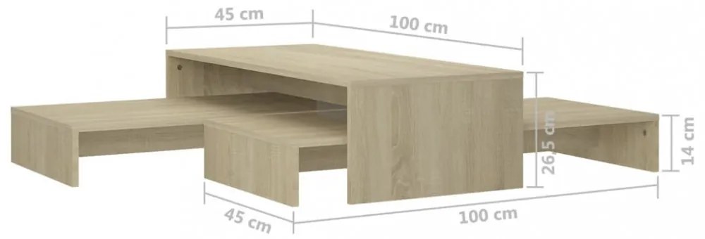 szerelt fa rakásolható dohányzóasztalszett 100x100x26,5 cm