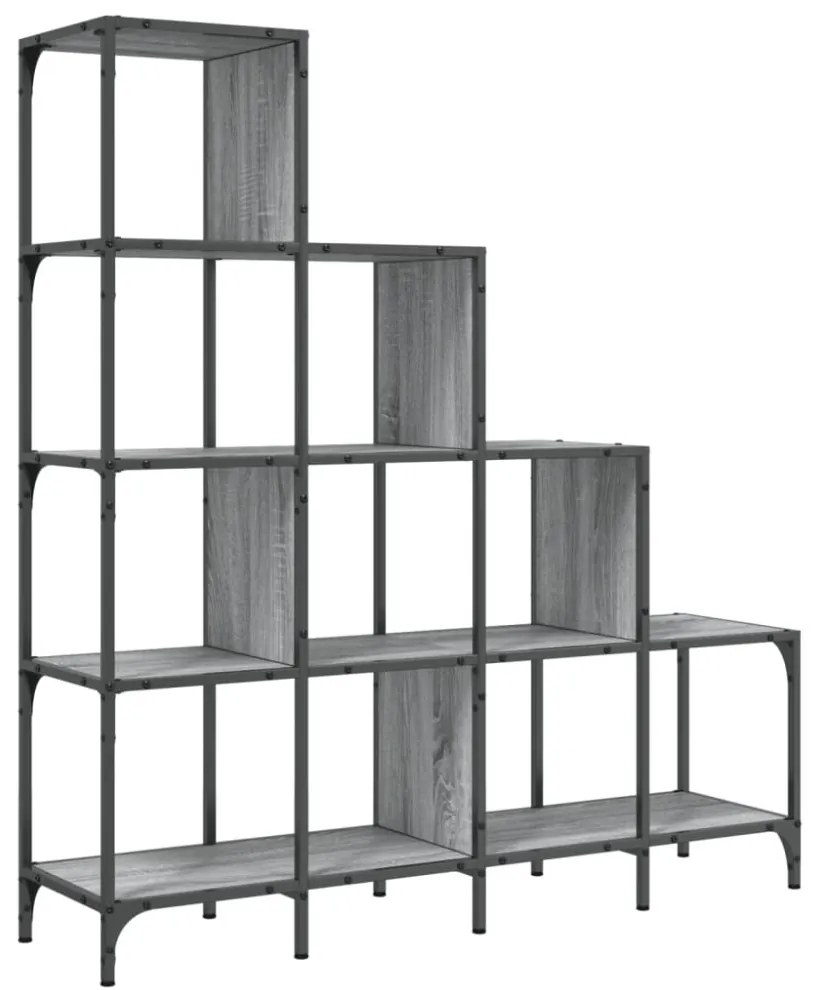 szürke sonoma szerelt fa és fém könyvszekrény 122 x 30 x 132 cm