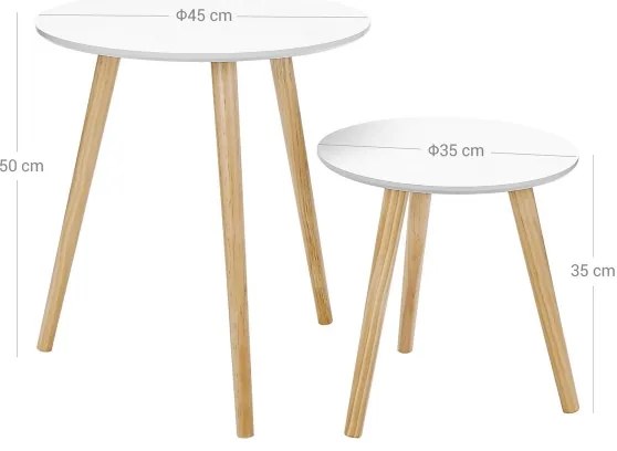 SERA 2 darabos oldalsó asztal szett, fehér/barna