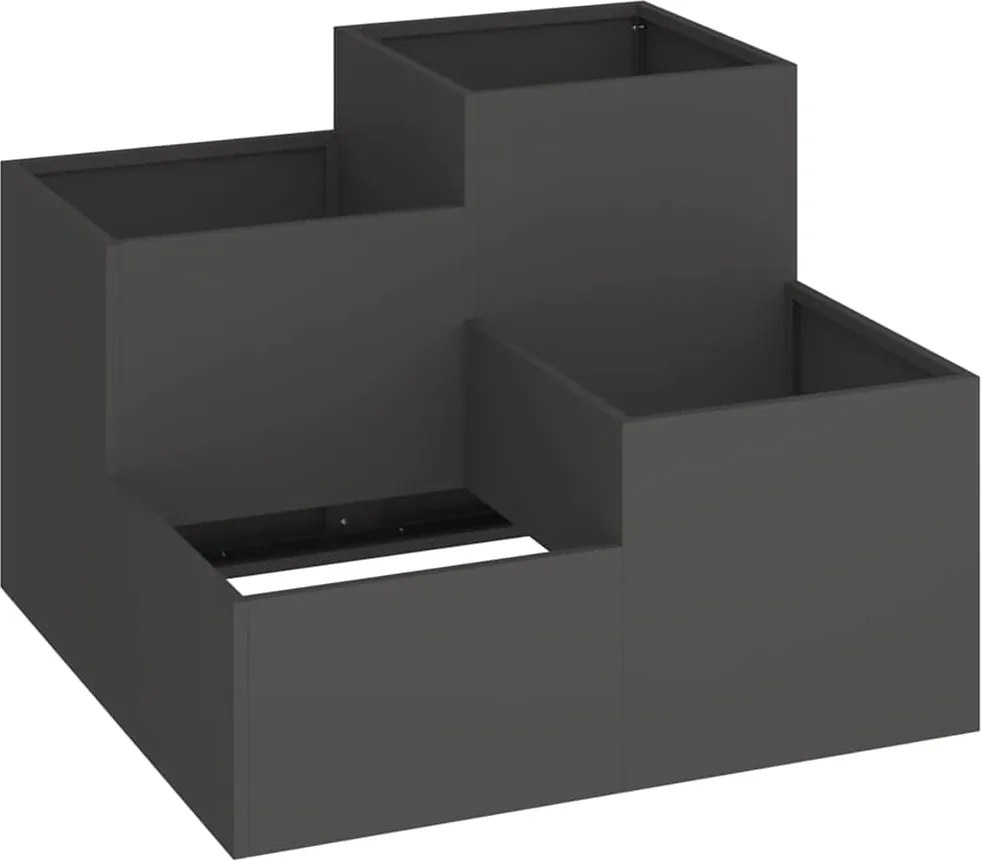 vidaXL Kerti cserép Fekete 80 x 80 x 60 cm Acél