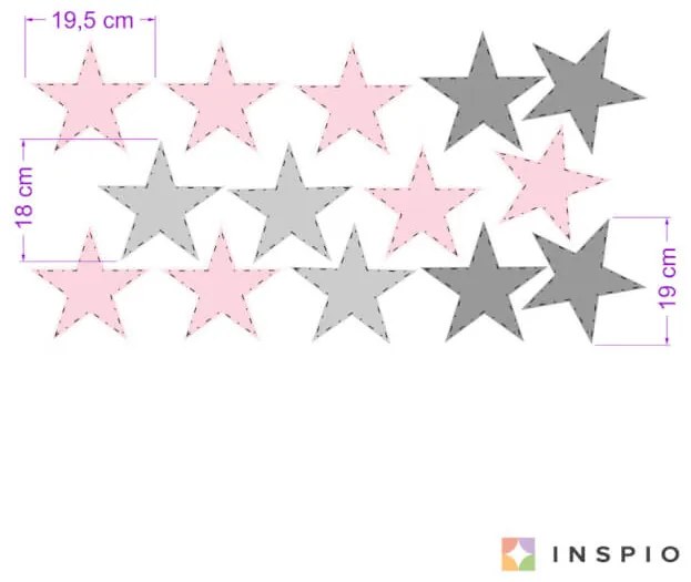 INSPIO Falmatricák - Rózsaszín és szürke csillagok