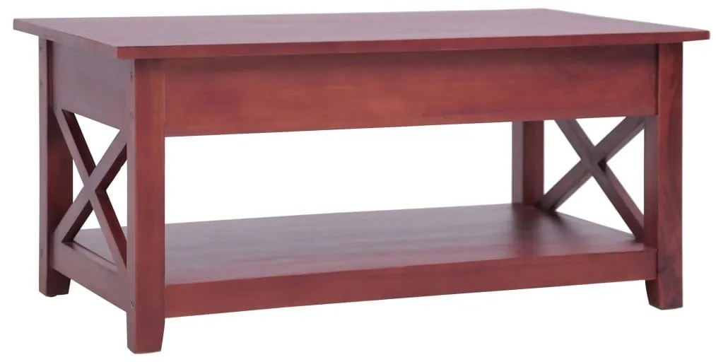 Barna tömör mahagóni dohányzóasztal 100 x 55 x 46 cm