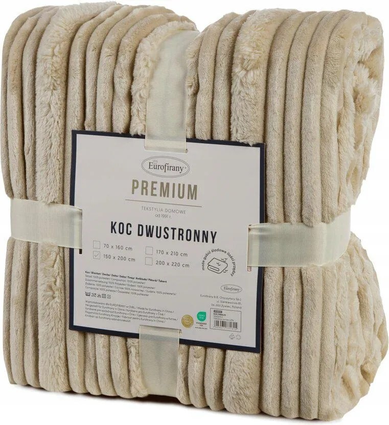 Vastag Kétoldalas takaró Nina 3D hatás 200x220 cm krémszínű Meleg Puha Ágytakaró