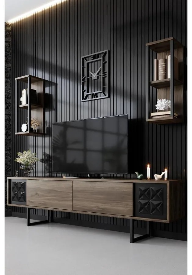 TV szekrény Black Line - Walnut, Black