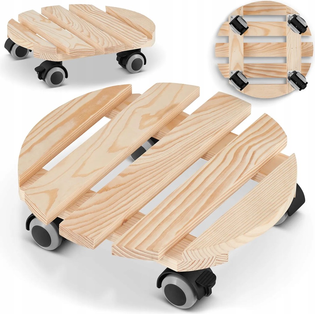 Fa állvány kerek virágtartó bútor platform kerekek