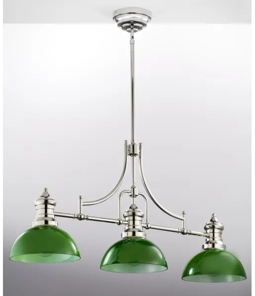 Jupiter 2072 - PLATINO rúdon szerelt csillár 3xE27/15W/230V zöld/fényes króm