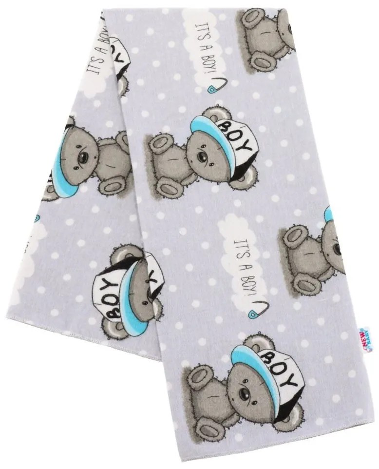 Flanel pelenka nyomtatott mintával New Baby szürke It's a BOY