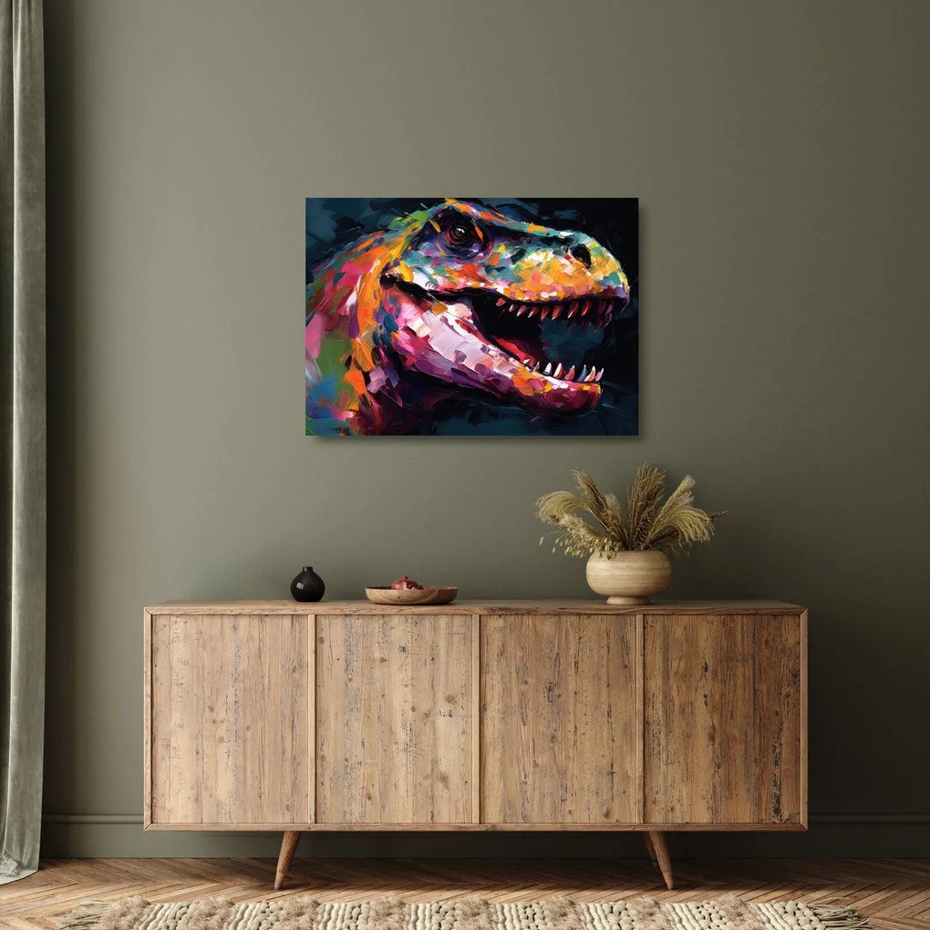 Üveg kép - Dinoszaurusz, festészet (70x50 cm)