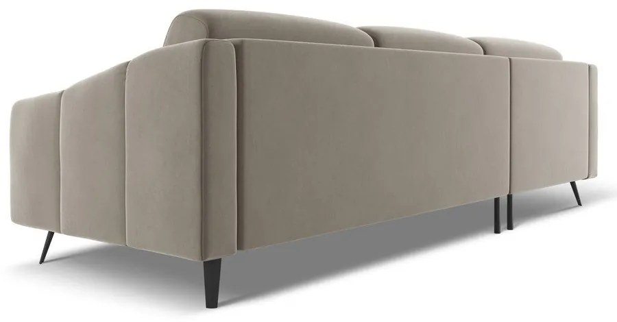 Bézs bársony sarokkanapé (bal oldali) Nalu – Makamii