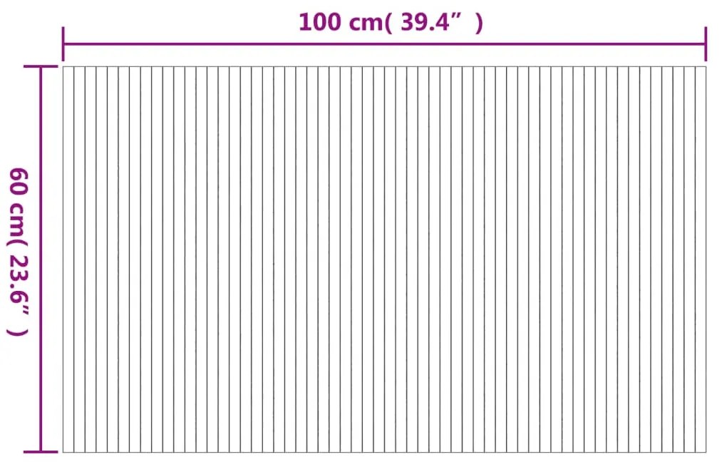 négyszögletű sötétbarna bambusz szőnyeg 60 x 100 cm