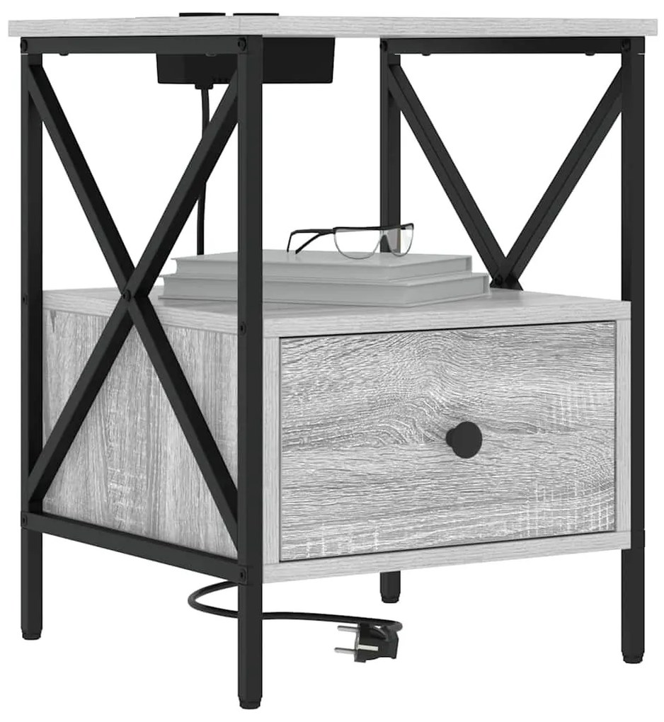 vidaXL Éjjeliszekrény 2 pcs Szürke Sonoma 41,5 x 40,5 x 55 cm Faanyag