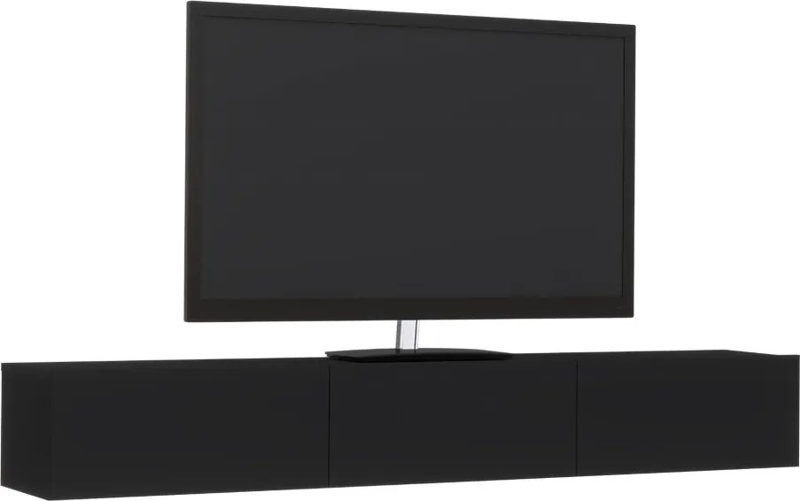 Elba TV-szekrény, Fekete, 180 x 30 x 25 cm