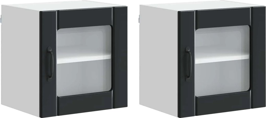 vidaXL Konyhaszekrény 2 pcs Fekete 40 x 31 x 40 cm Faanyag