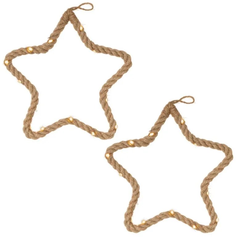 NEXOS Csillag karácsonyi dekoráció 15 LED meleg fehér 2 db