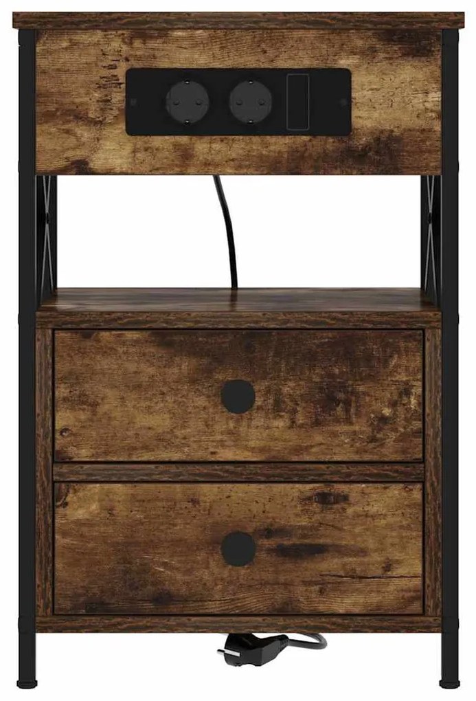 Éjjeliszekrény 2 pcs Füstölt tölgy 40 x 31 x 60 cm Faanyag