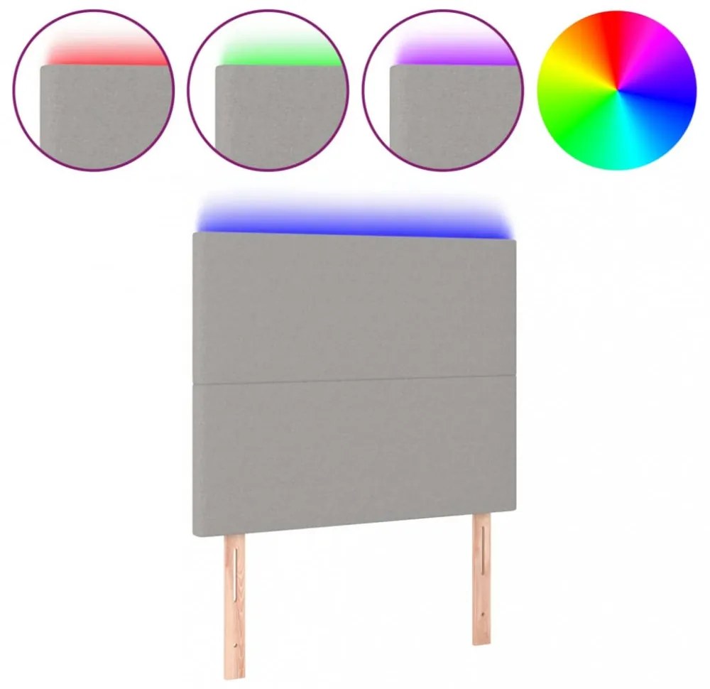 világosszürke szövet LED-es fejtámla 100x5x118/128 cm