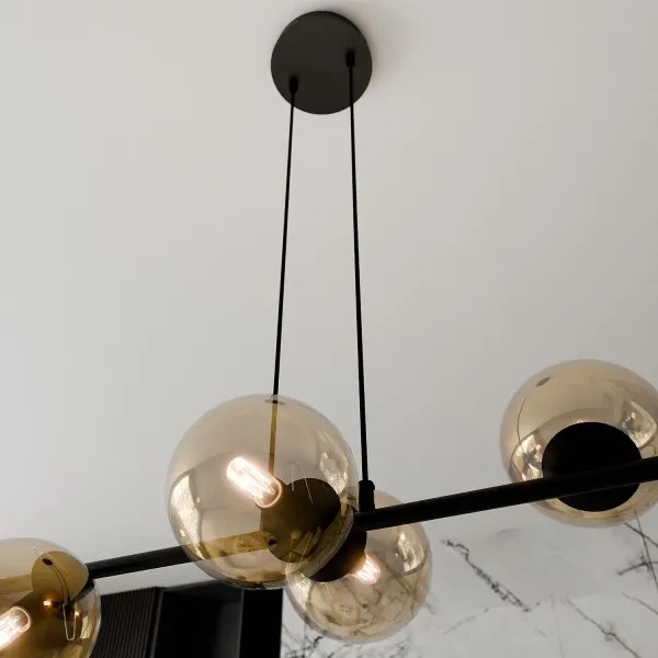 Csillár zsinóron ROSSI 6xE14/10W/230V fekete/bézs