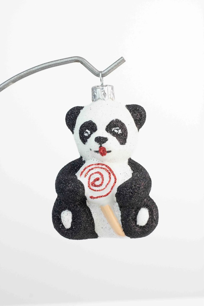 Karácsonyfadísz üvegből Panda