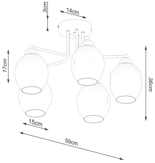 Sollux SL.1145 - Csillár rúdon FILLAN 5xE27/60W/230V fekete