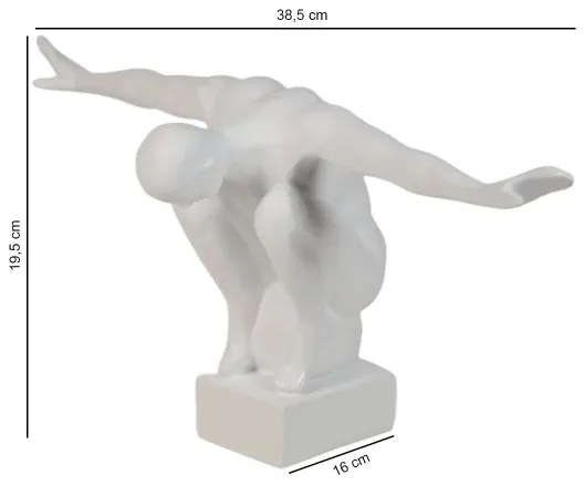 Asztaldísz 19,5x16x38,5 cm gyanta/fehér