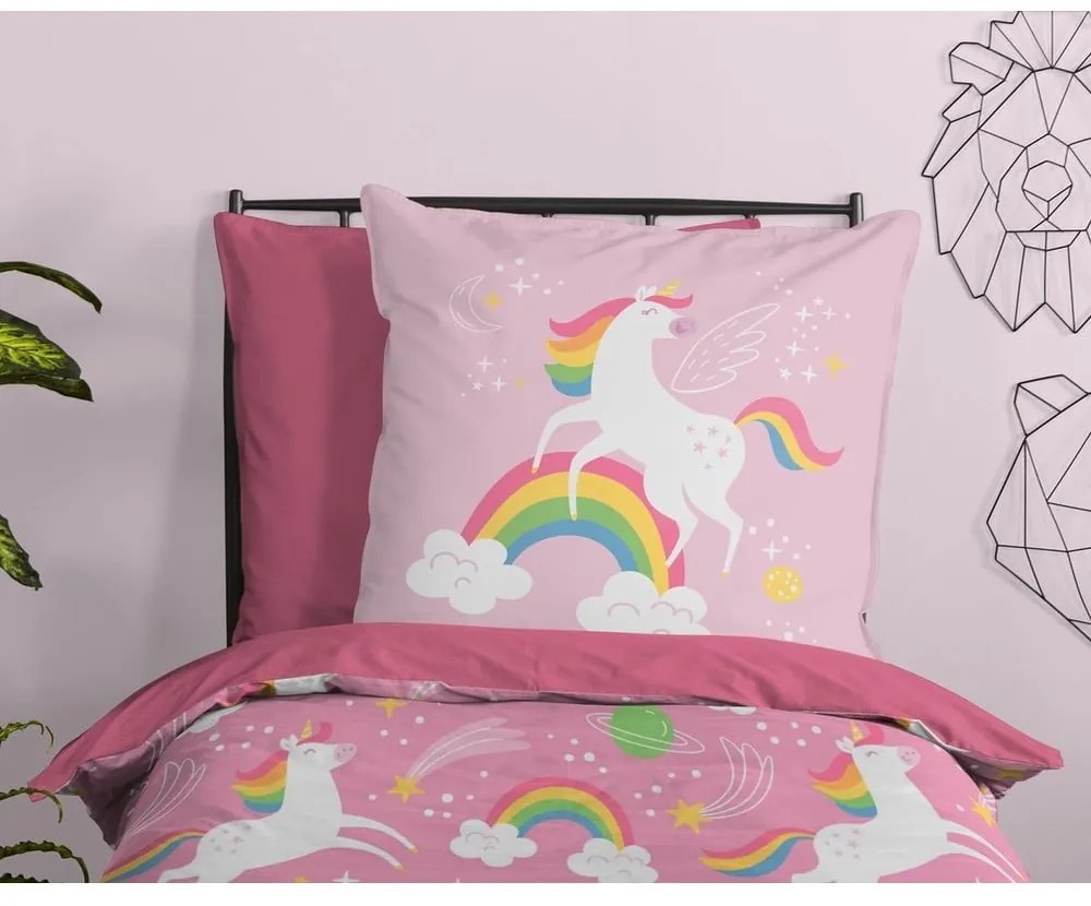 Rózsaszín egyszemélyes mikroszálas gyerek ágyneműhuzat 140x200 cm – Good Morning