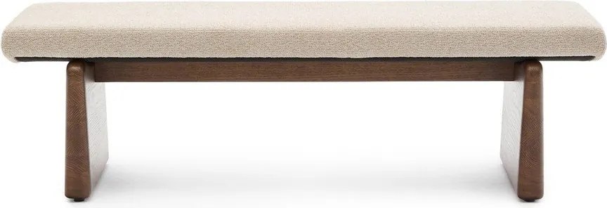 Bézs-sötét natúr színű zsenília pad Topaz – Kave Home