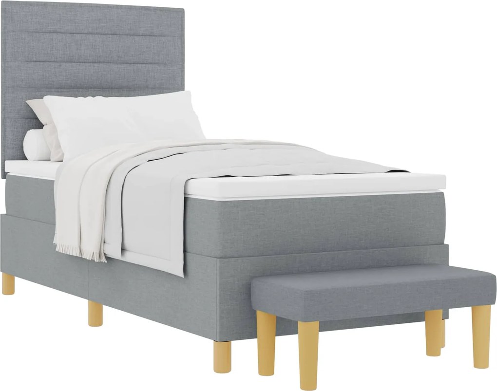 vidaXL Boxrugós ágy matracmal Világosszürke 80 x 200 cm szövet