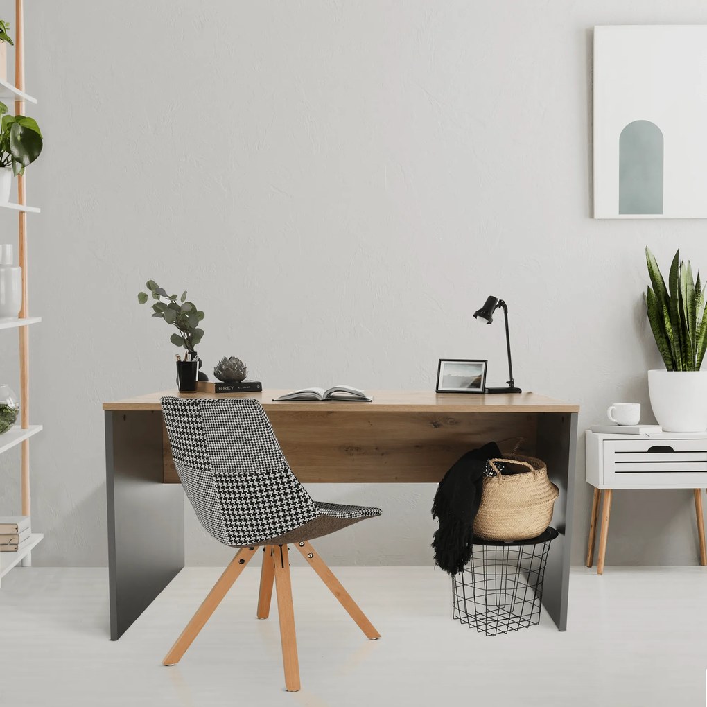 Íróasztal, grafit/tölgyfa artisan, RIOMA NEW TYP 11