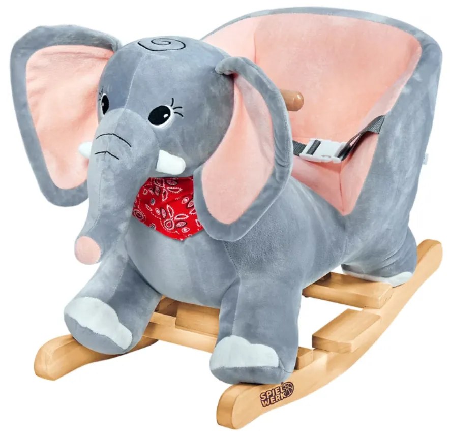VICTOR elefánt hintajáték, biztonsági övvel, szürke Spielwerk