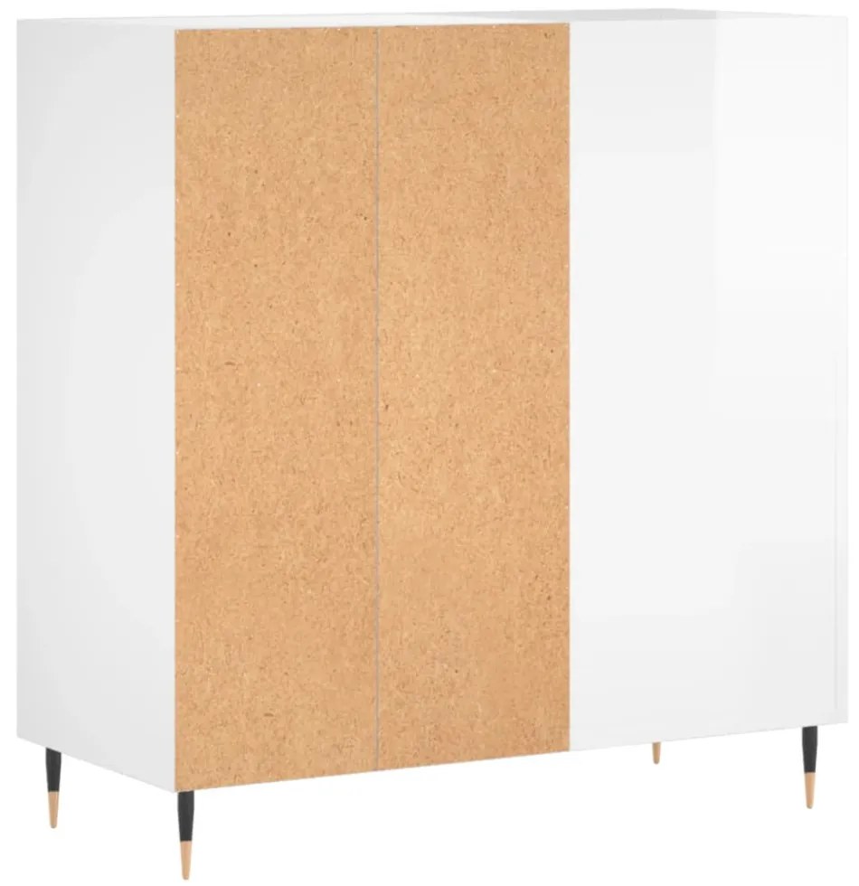 magasfényű fehér szerelt fa hanglemezszekrény 84,5 x 38 x 89 cm