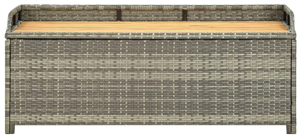 Szürke polyrattan kerti tárolópad 120 cm