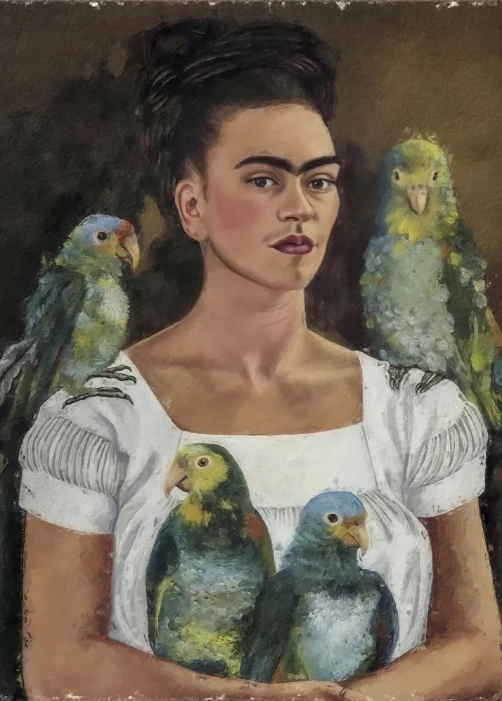 Frida Kahlo Önarckép Papagájokkal Poszter A2 59,4x42cm #446