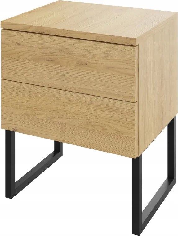 Éjjeliszekrény két fiókkal, lábakkal, click-on,naptölgy,40cm széles