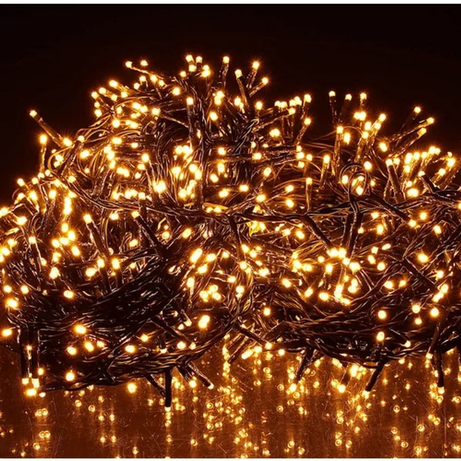 36 m-es 1800 LED-es BOA fényfüzér, kültéri-beltéri hálózati, időzíthető 6/18 órás, 8 féle fényjátékkal, átlátszó vezetékes, extra meleg fehér, IP44