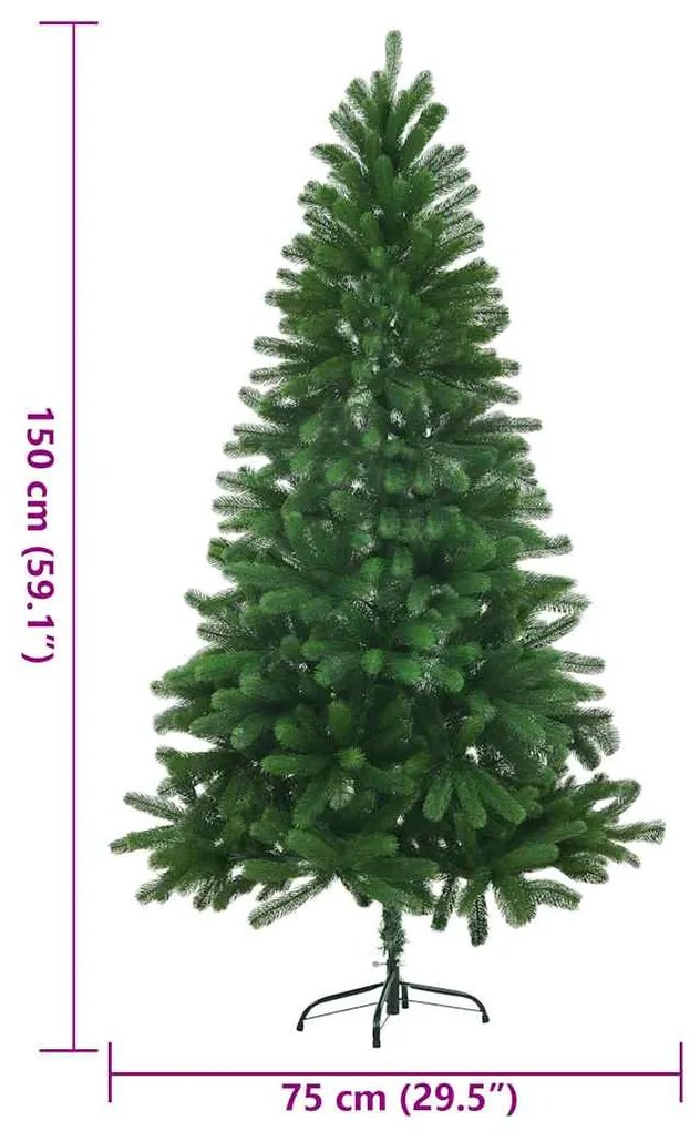 zöld műkarácsonyfa élethű tűlevelekkel 150 cm