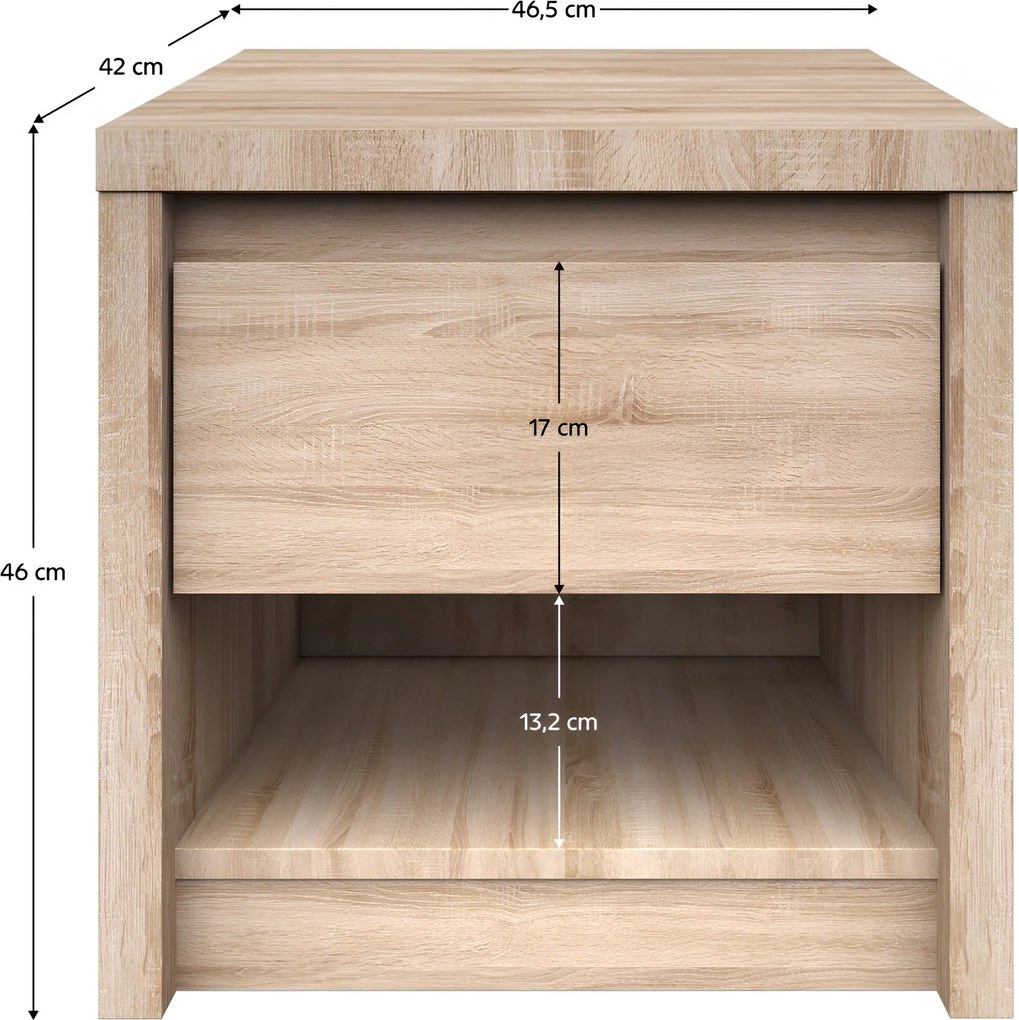 Éjjeliszekrény, DTD laminált, tölgy sonoma, NORTY
