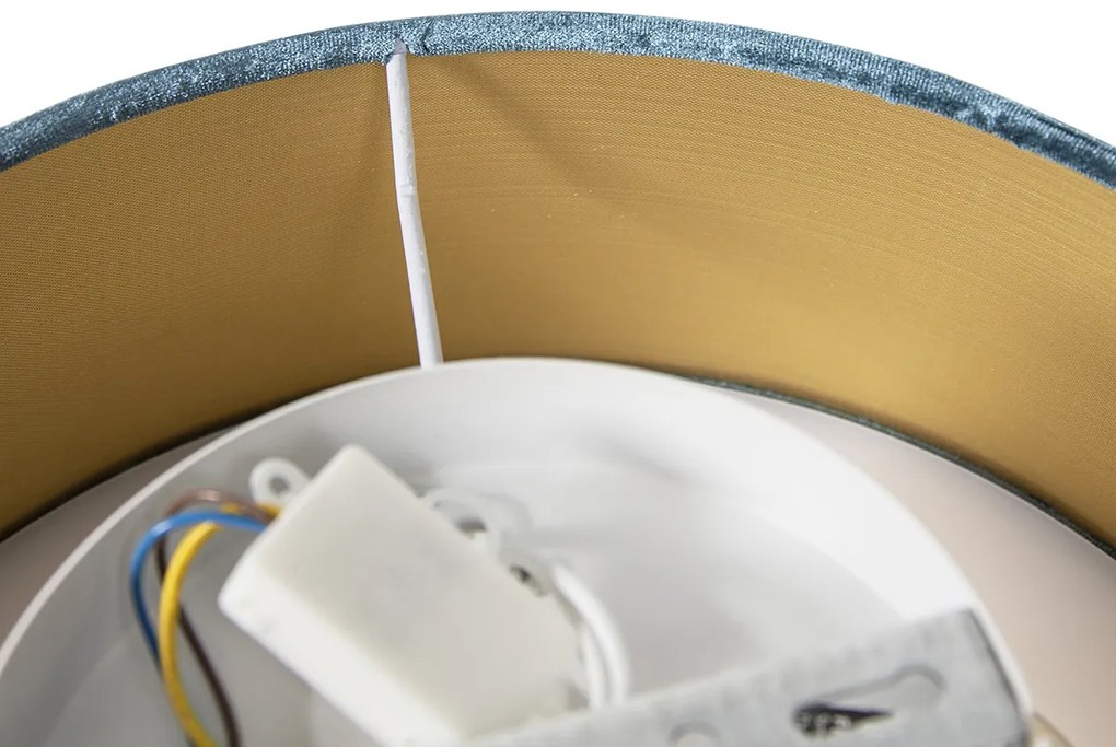 Modern mennyezeti lámpa kék 30 cm arany belsővel - Drum