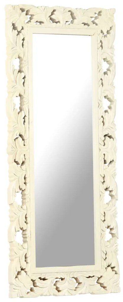 kézzel faragott fehér tömör mangófa tükör 110 x 50 cm