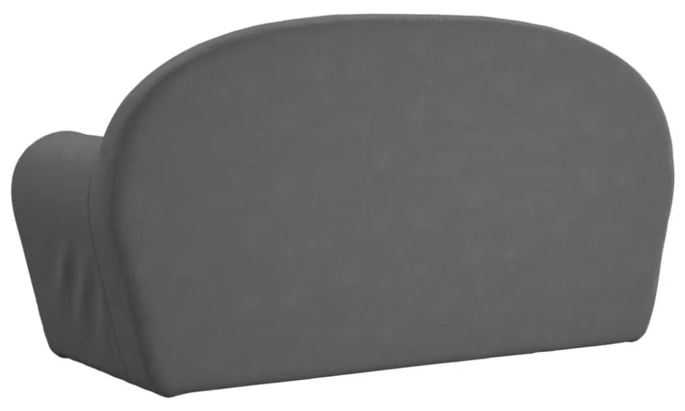 kétszemélyes antracitszürke puha plüss gyerekkanapé