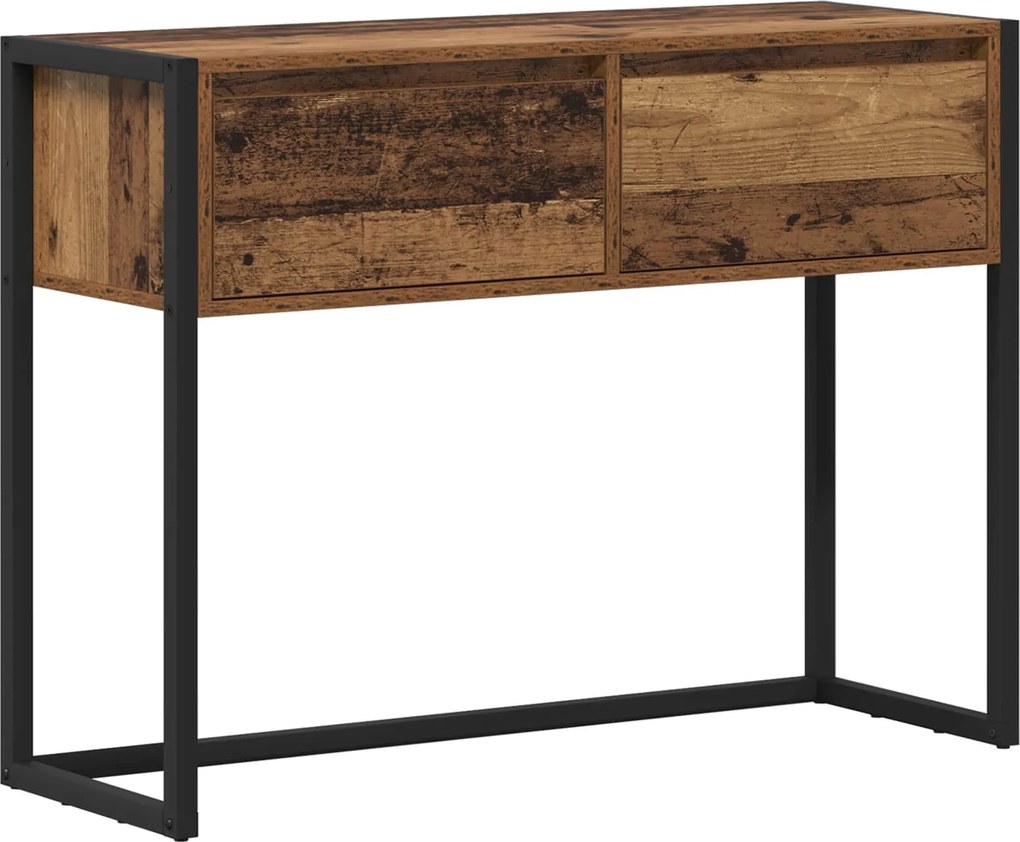 vidaXL Végasztal fiókkal tárolóval Öreg fa 100 x 36 x 75 cm Faanyag