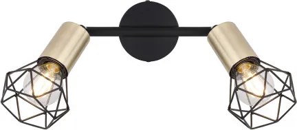 Globo 54802S-2AB Spotlámpa fém fekete-sárgaréz színben. HxSZxM:220x80x200, fényforrás nélkül 2xE14 40W 230V