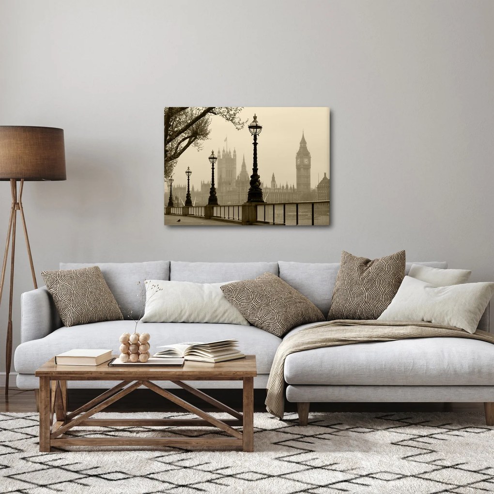 Kép - London a ködben, Anglia (70x50 cm)