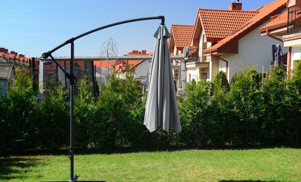 Nagy kerti napernyő állvánnyal szürke