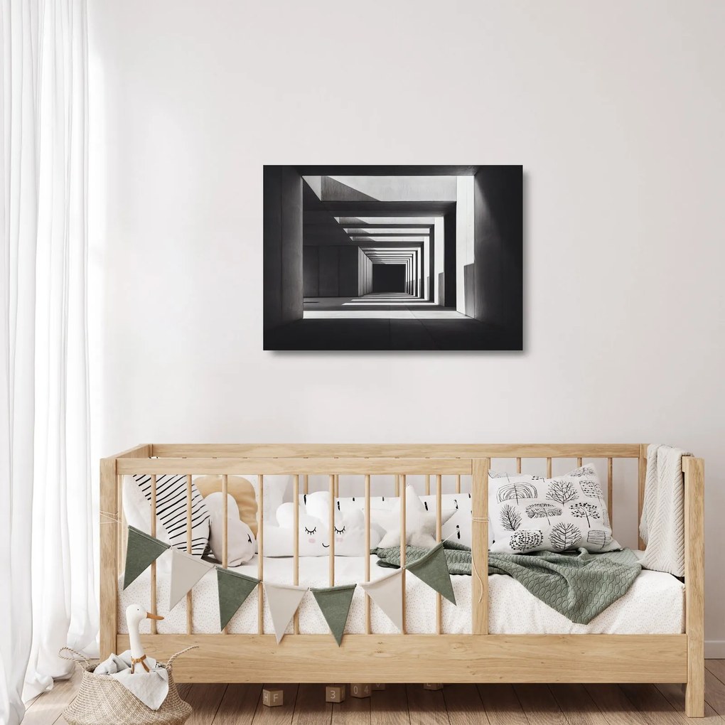 Üveg kép - Négyzet alakú alagút (70x50 cm)