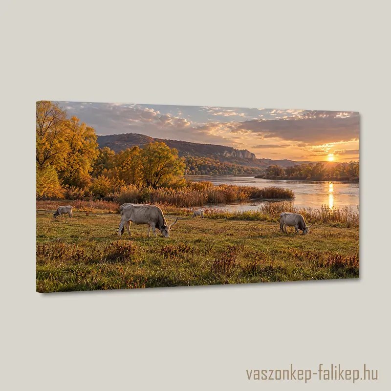 Alkony a folyón vászonkép – kézműves minőség 40x23 cm