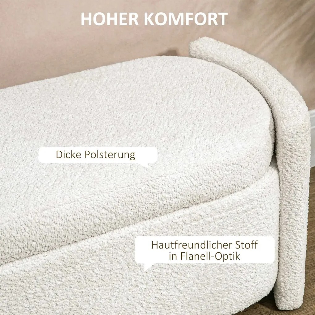 HOMCOM Tárolós pad, előszobai pad, cipőpad, kárpitozott, krém-bézs