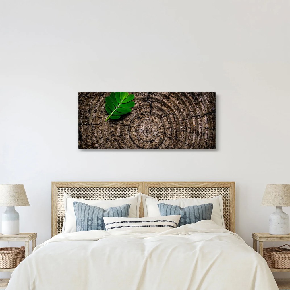 Kép egy levél a fatörzsön (120x50 cm)