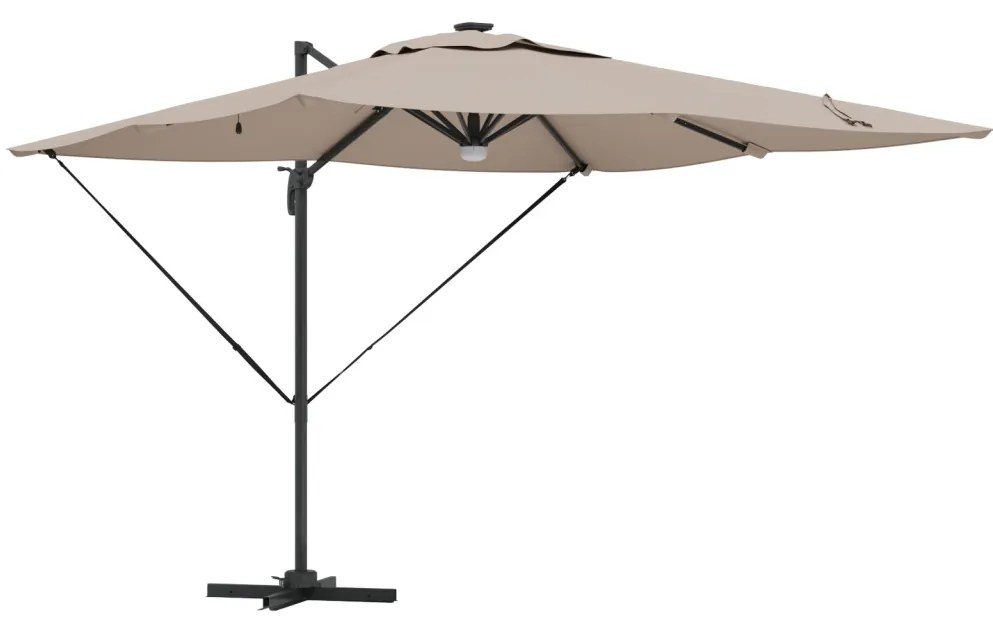 Konzolos Roma Napernyő LED-del Taupe 286x285x270 cm Alumínium