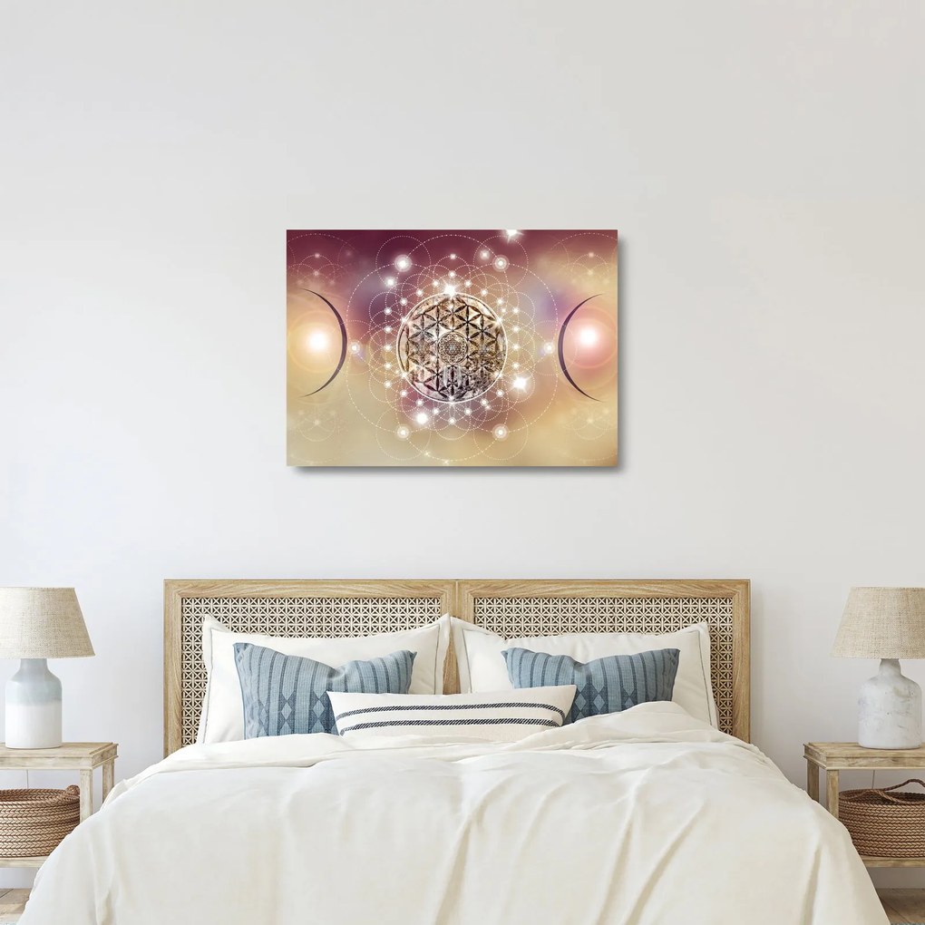 Kép - Mandala elemekkel (üvegen) (70x50 cm)