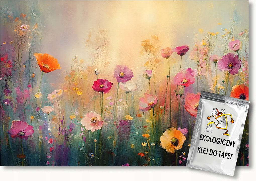 Fotótapéta Flizelina Természet Rét Kert Színes Pipacs Virágok 300x210 ragasztó